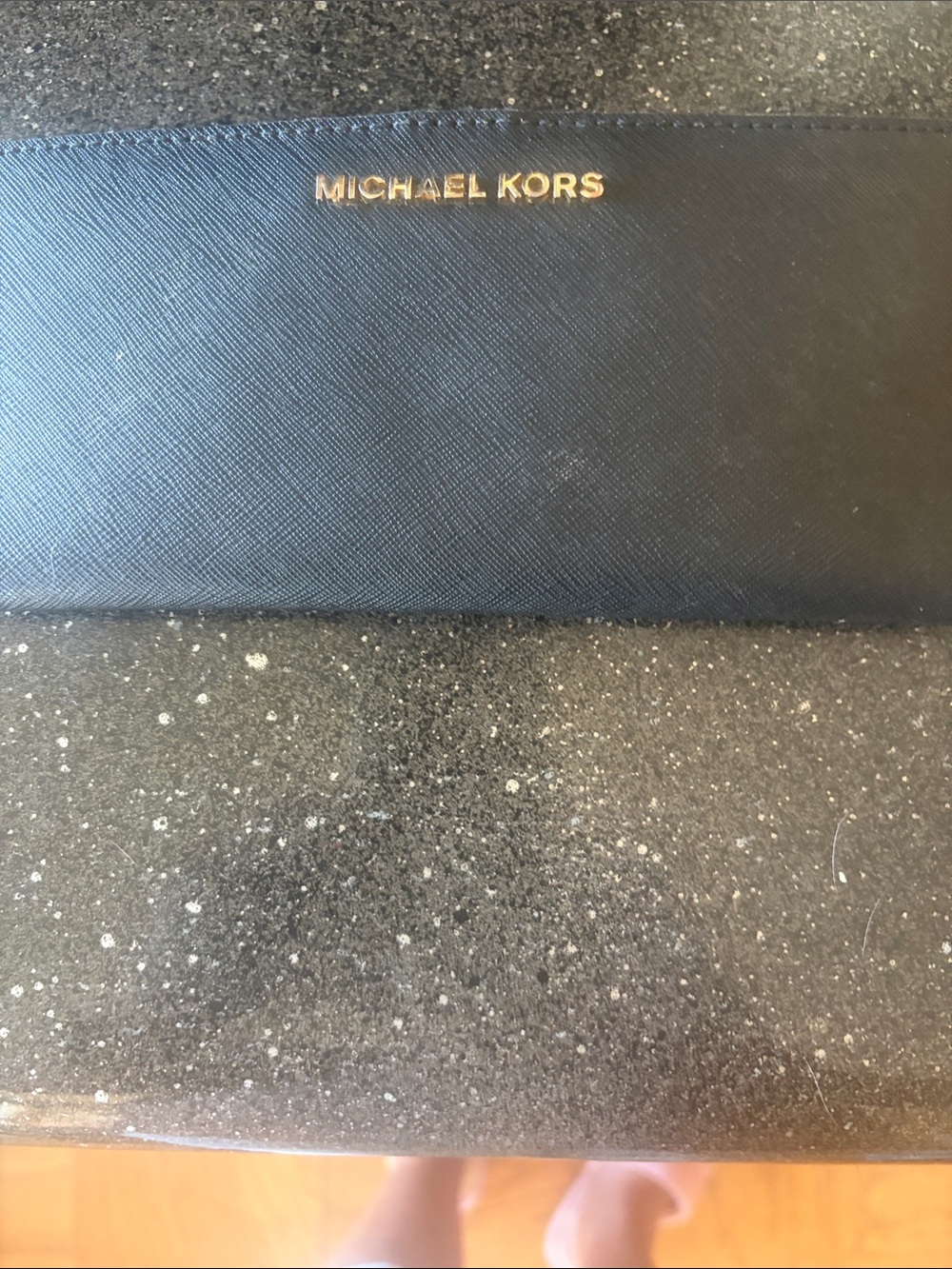 MICHAEL KORS Black Laptop Sleeve with Gold Logo